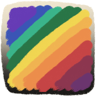 thick lines of different colours, going from blue through green, yellow, orange, reds and purples, with a squareish gradient of white to black behind it.